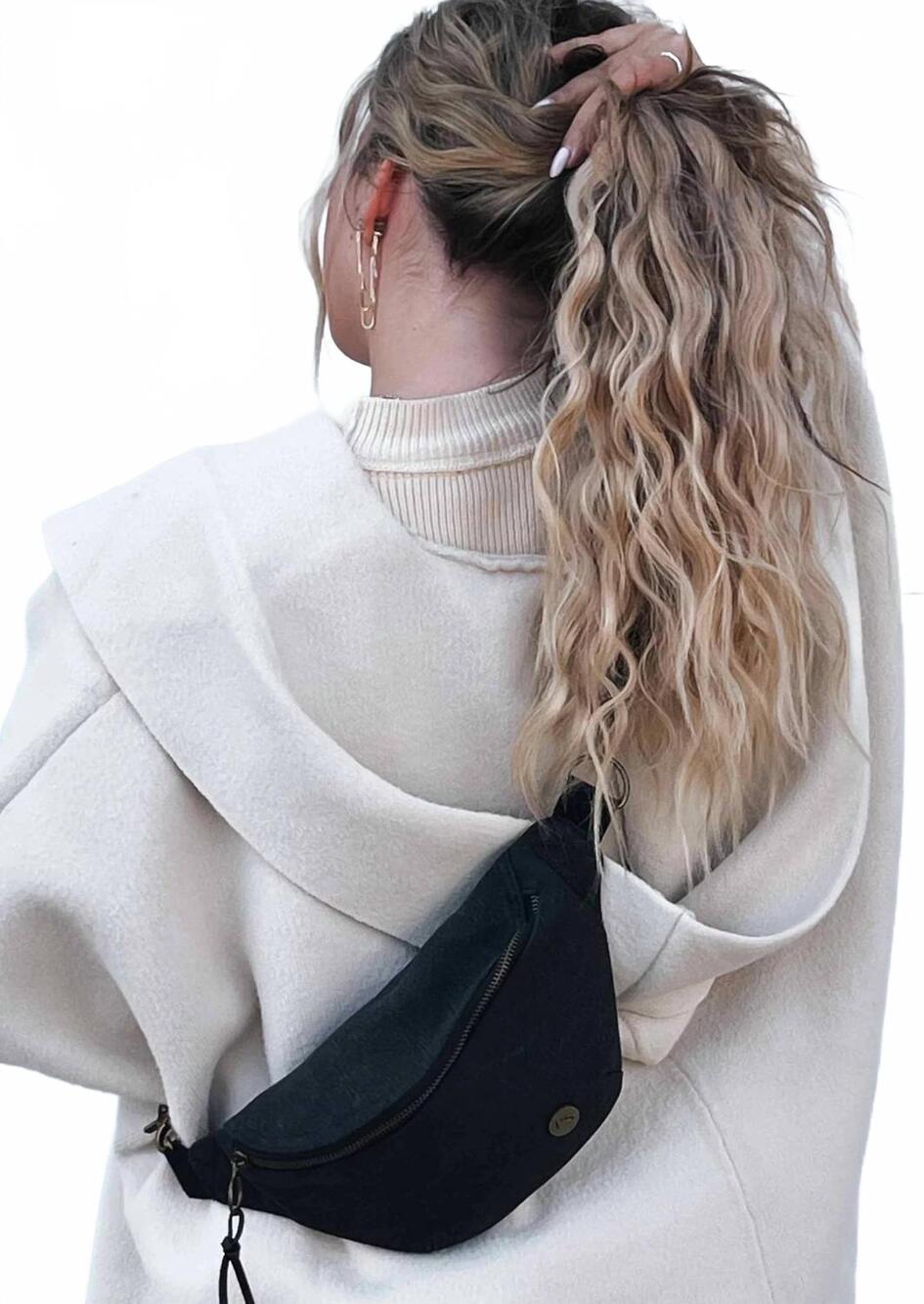 NEW PRETTY SIMPLE devin denim bum bag in black